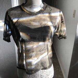 Shimmer mesh sheer top